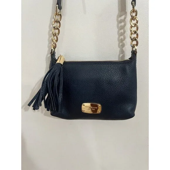 Michael Kors Jet Set Crossbody Bag Leather Navy Blue - Picture 1 of 8